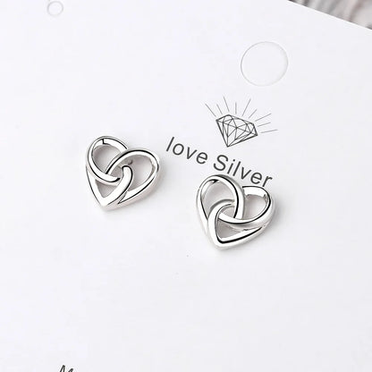 925 Sterling Silver Love Heart Stud Earrings | Elegant Women's Jewelry