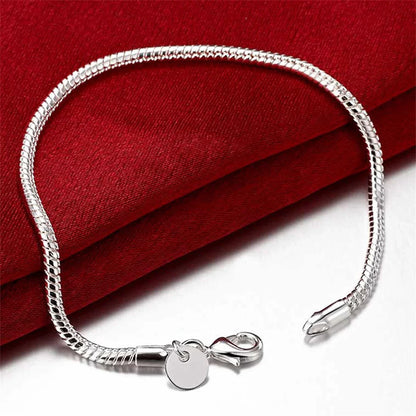 Sterling Silver Snake Chain Bracelet 3mm | DIY Jewelry Gift for Women