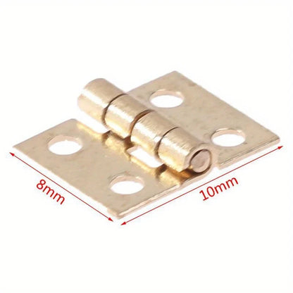 50Pcs Tiny Golden Mini Metal Hinges for 1/12 Dollhouse Miniature Furniture | Cabinet Hardware