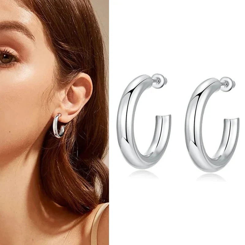 Geometric Metal Hoop Earrings for Women | Trendy Fashion Jewelry Set
