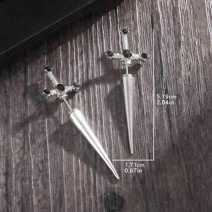 Gothic Sword Earrings | Vintage Crystal Dagger Ear Jacket for Women