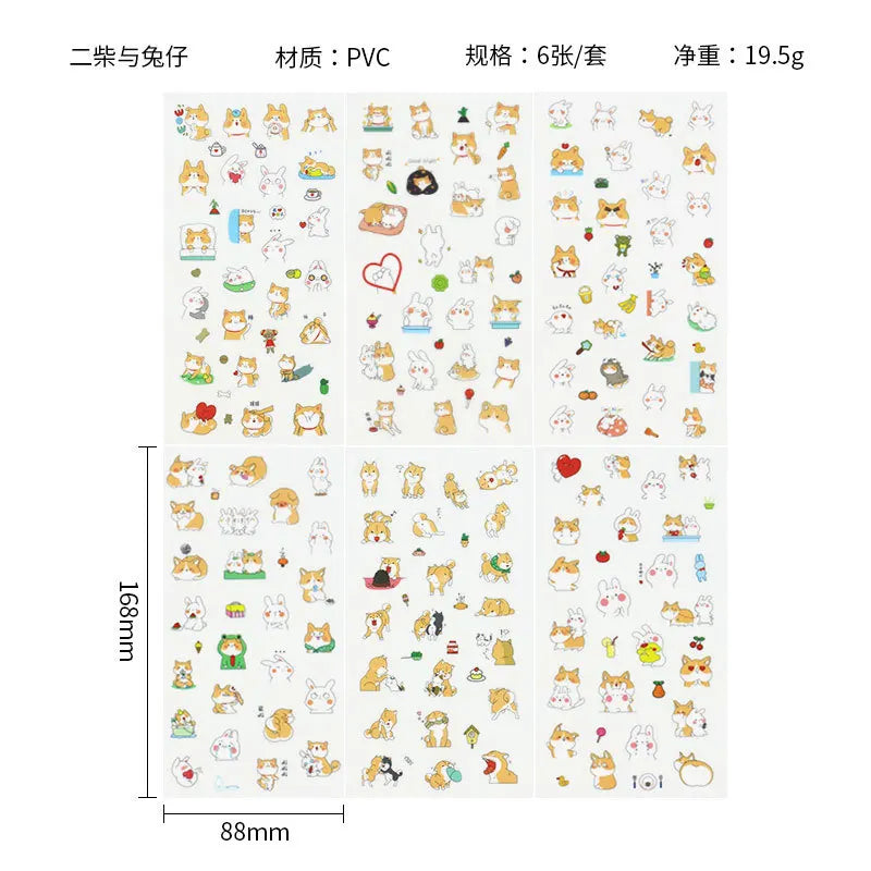 6Pcs Waterproof Cartoon Sticker Set | Cute DIY Decals for Laptops, Phones, and Planners