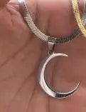 Stainless Steel OX Moon Necklace | Gold Plated Half Moon Blade Pendant