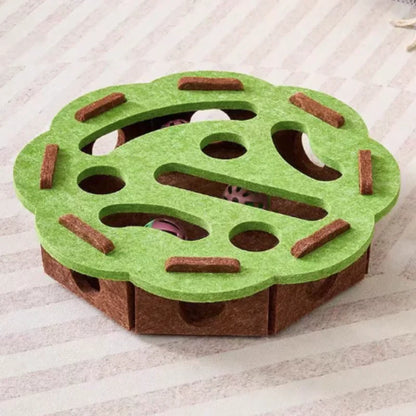 Interactive Maze Cat Toy | Felt Plush Puzzle with Bell Ball
