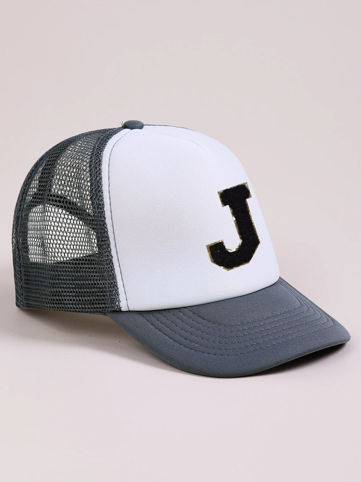 1pc Gray Hat With 26-Letter Pattern | Kids Baseball Cap for Boys and Girls