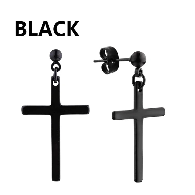 2pc Stainless Steel Cross Earrings Set | Gothic Punk Huggies for Men Women