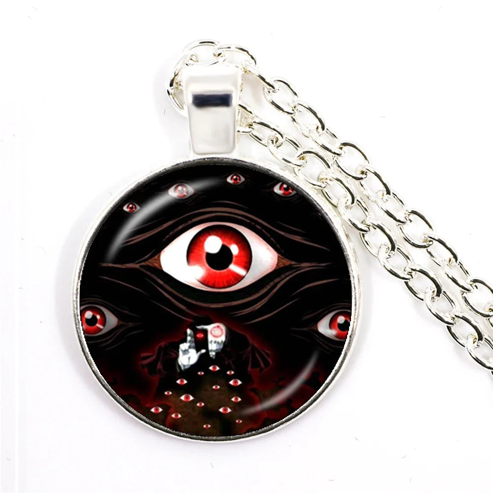 Gothic Alucard Pentagram Pendant Necklace | 25mm Glass Cabochon Statement Jewelry