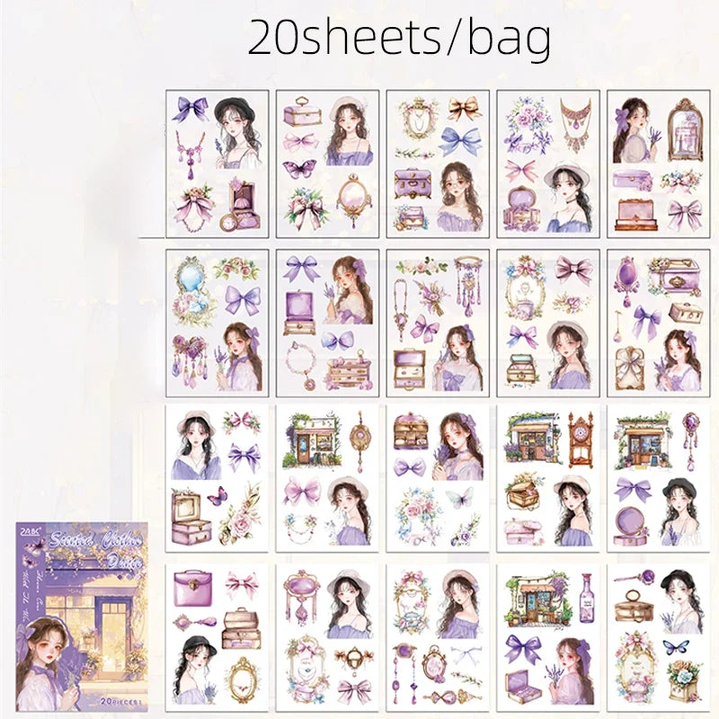20pcs Floral Letter Sticker Set | Cute Landscape Theme for Scrapbooking and DIY Crafts