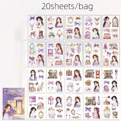 20pcs Floral Letter Sticker Set | Cute Landscape Theme for Scrapbooking and DIY Crafts