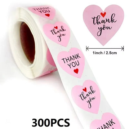 Thank You Stickers for Packaging | Heart Shaped Merci Stickers Bulk