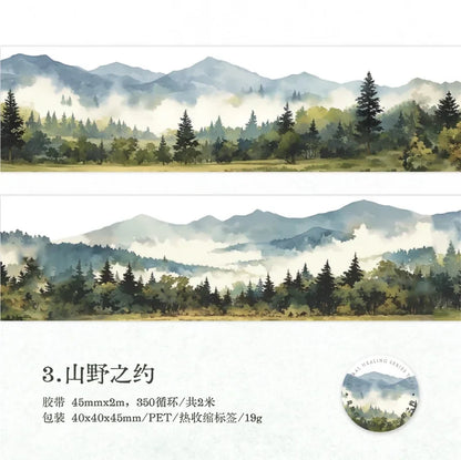 Natural Forest Tape Sticker | 4.5x200cm Scenery Decorative Masking Tape for Junk Journal Scrapbooking
