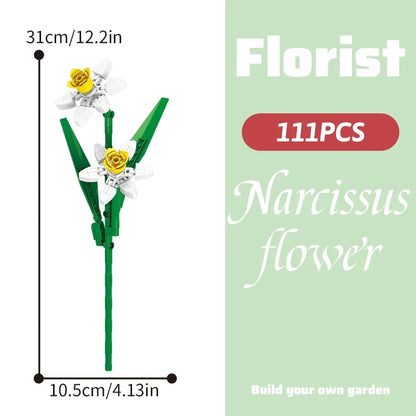 Building block bouquet simulation of flowers female gift assembly,small particle building block children's assembly toy