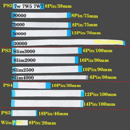Power Switch Ribbon Flex Cable for PS5 PS4 PS3 PS2 Wii U PAD | Replacement FPC Connector Cable