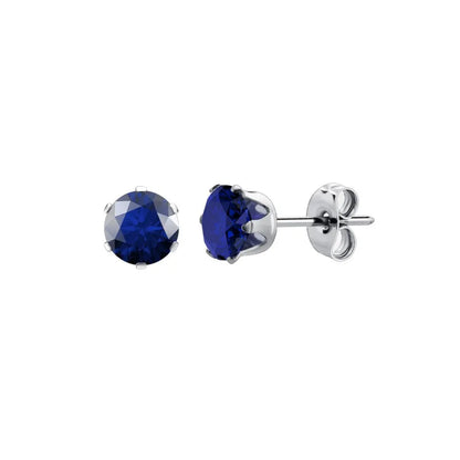 Stainless Steel Cubic Zirconia Stud Earrings Set | 12 Color Hypoallergenic Earrings for Sensitive Skin