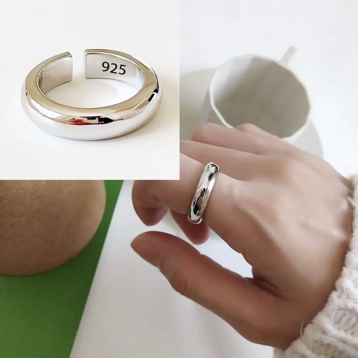 VENTFILLE 925 Sterling Silver Geometric Multilayer Round Bead Ring | Fashion Punk Temperament Jewelry