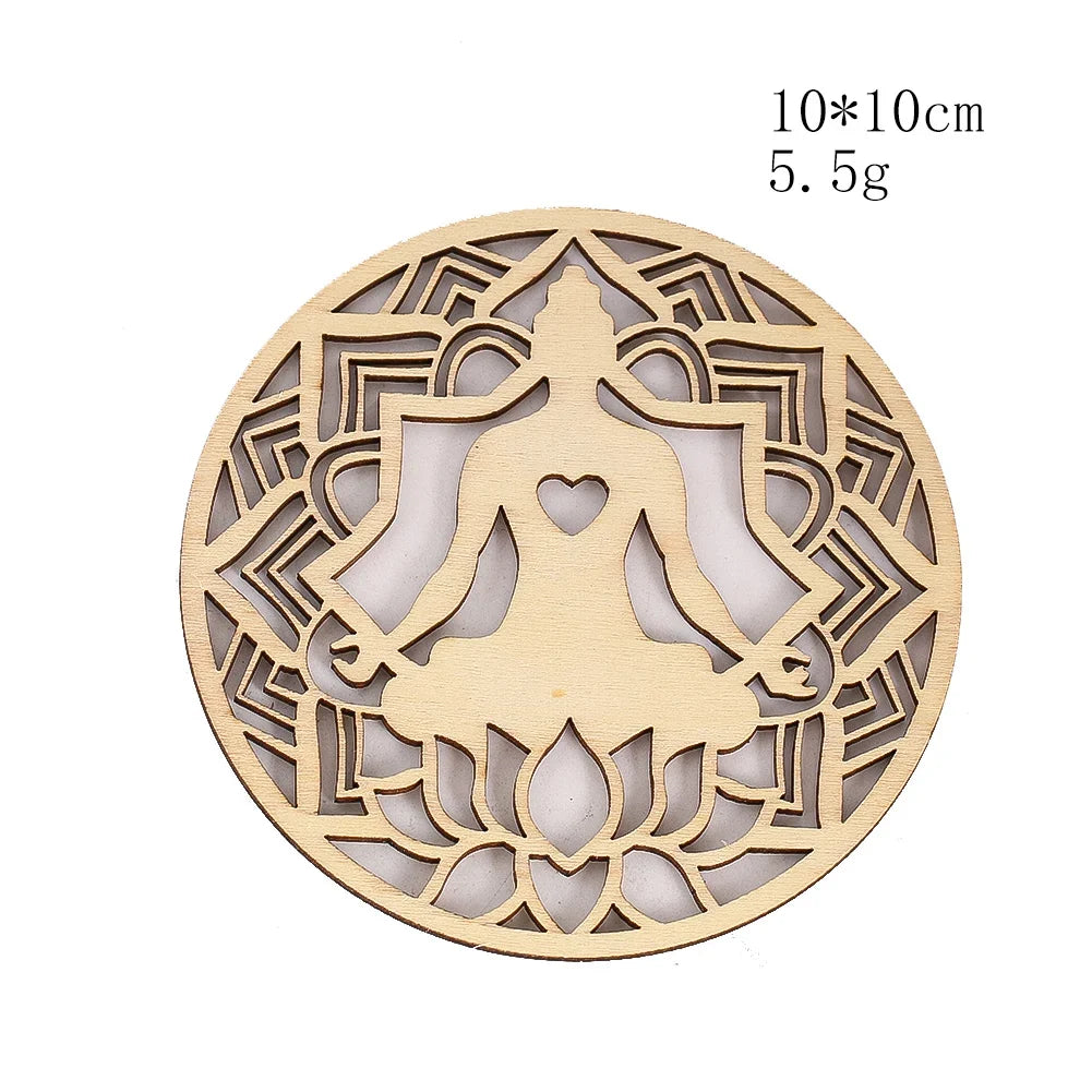 Wooden Sacred Geometry Wall Hanging | Rustic Yoga Meditation Decor