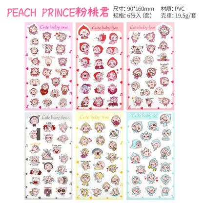 6Pcs Waterproof Cartoon Sticker Set | Cute DIY Decals for Laptops, Phones, and Planners