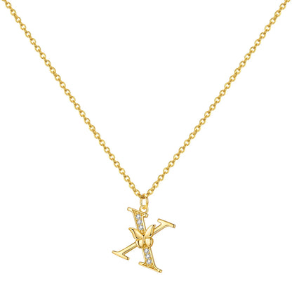 925 Sterling Silver Butterfly Initial Necklace | 26 Letter Y-Shaped Pendant for Women