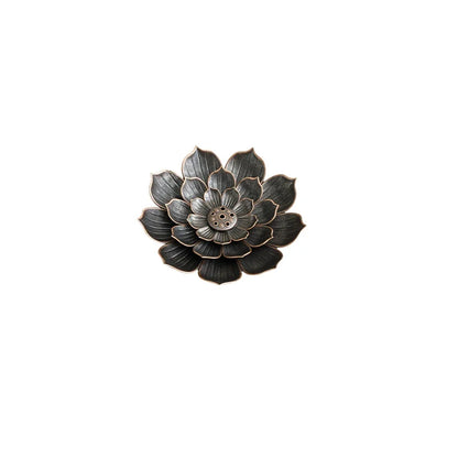 2in1 Alloy Incense Burner | Metal Sandalwood Stick Holder with Zen Lotus Design
