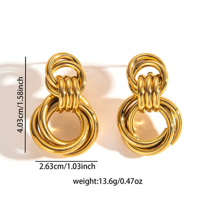 Stainless Steel Circular Splicing Earrings | Modern Geometric Drop Earrings