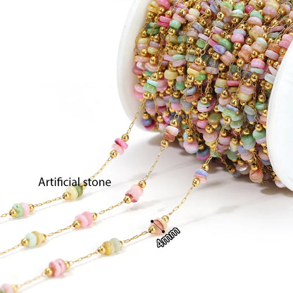 1 Meter Stainless Steel Enamel Beads Chain | DIY Jewelry Making Supplies