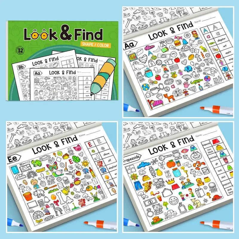 Look and Find Shape and Color Workbook | Kids Drawing and Activity Notebook