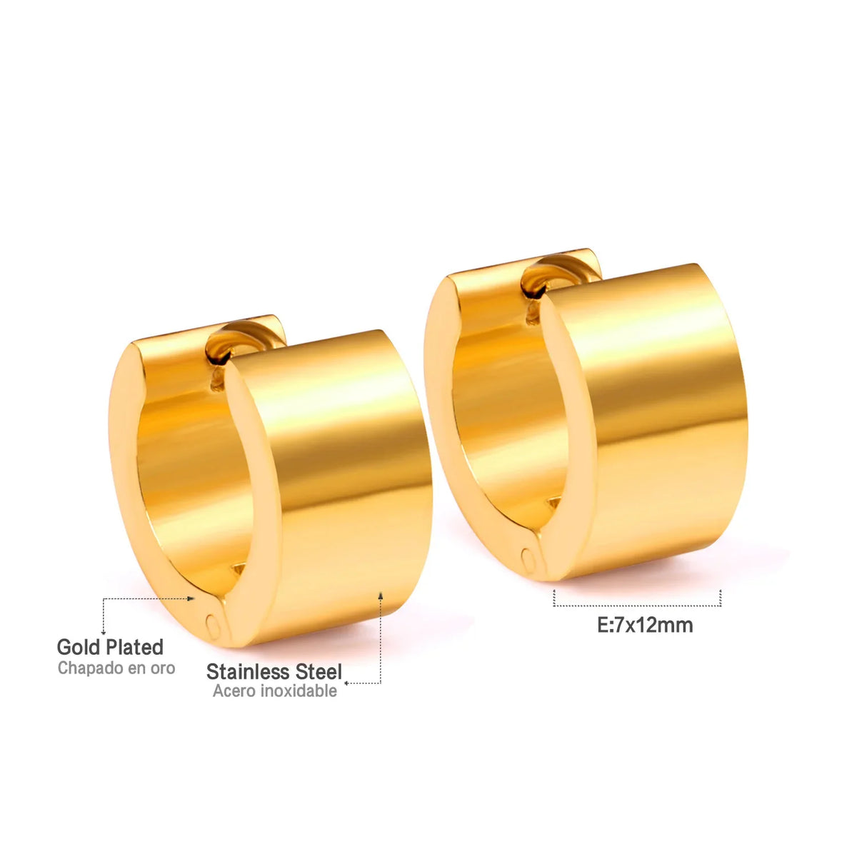 Solid Smooth Hoop Earrings Rosegold Black Stainless Steel Simple Round Ear Clips | Unisex Fashion Jewelry