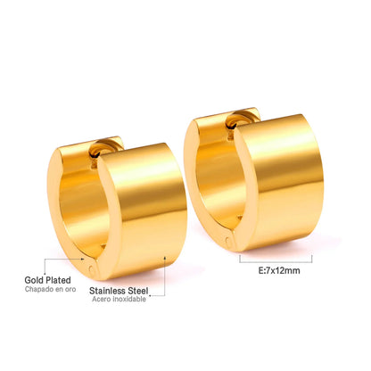 Solid Smooth Hoop Earrings Rosegold Black Stainless Steel Simple Round Ear Clips | Unisex Fashion Jewelry