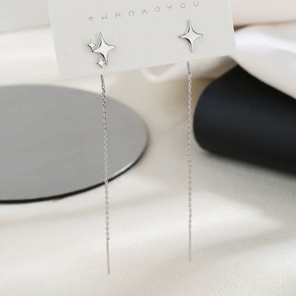 Star Thread Chain Drop Earrings | Trendy Korean Style Pendant Jewelry