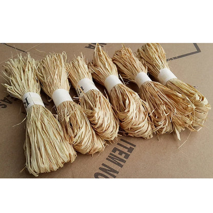 Natural Raffia Straw Rope | 50-Piece Eco-Friendly Craft Twine for Wedding Invitations, Gift Wrapping, and Party Decorations