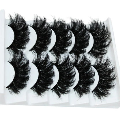 Thick Dramatic Faux Mink Eyelashes | 5 Pairs of Fluffy 3D Lashes for Dramatic Volume