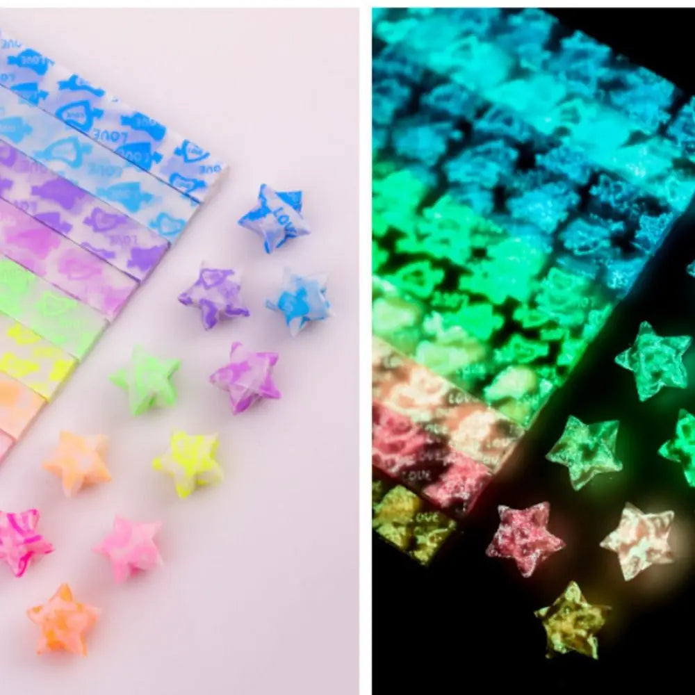 210 Sheets Luminous Origami Stars Paper | 10 Colors Glow in the Dark Lucky Star Strips for DIY Craft