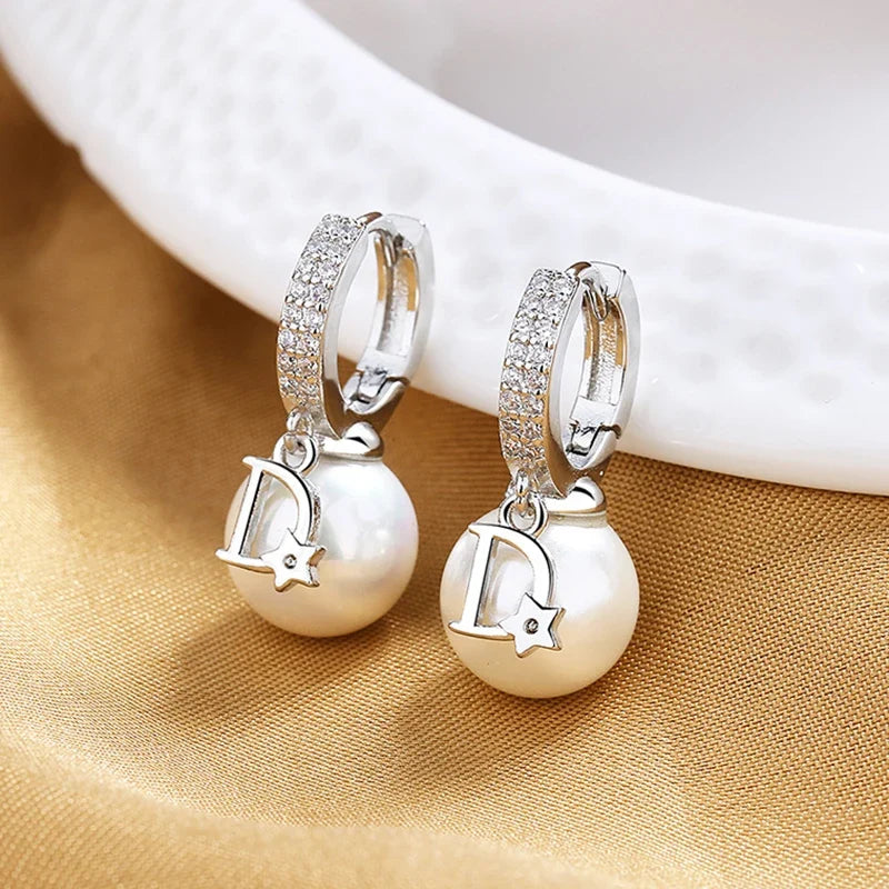Pearl Hoop Earrings for Women | Light Luxury Fashion Jewelry