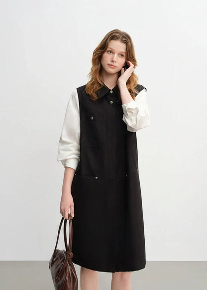 Plus Size Color Block Workwear Shirt Dress