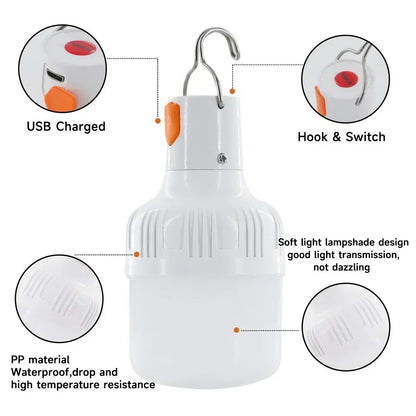 60W Rechargeable LED Camping Lantern | USB Emergency Light
