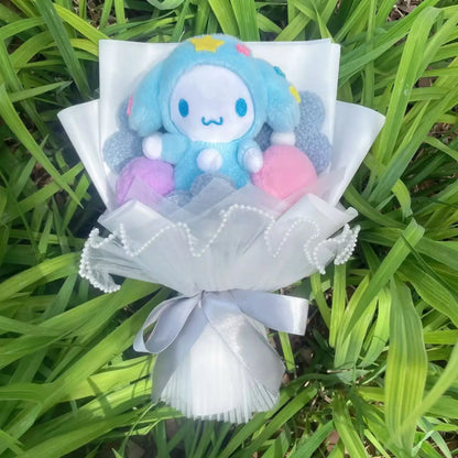 Cartoon My Melody Kuromi Cinnamoroll Kt Cat Plush Doll Creative Flower Bouquet Valentine Christmas Graduation Birthday Gift