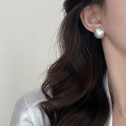 Frosted Gold-Plated Brushed Spherical Hoop Earrings | Retro Creative Women's Accessories
