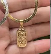Stainless Steel OX Moon Necklace | Gold Plated Half Moon Blade Pendant