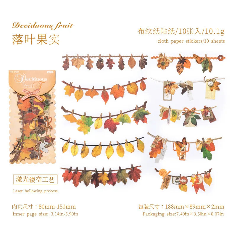 10 pcs Vintage Festival Hollow Landscape Scrapbook Stickers | Handmade Collage Journal Pack