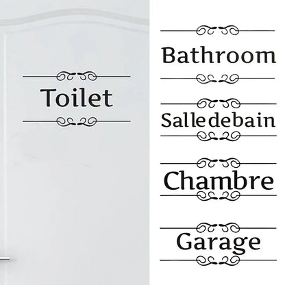 French Bathroom Toilet Sign Vinyl Sticker Decal | WC Entrance Sign Door Decal for France Home
