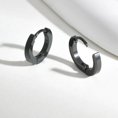 Vnox Small Hoop Huggie Earrings | Glossy Stainless Steel Minimalist Earrings for Women and Men