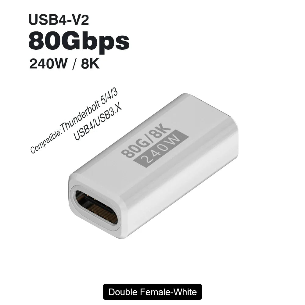 USB4 V2 90 Degree USB-C Angle Adapter | 80Gbps Thunderbolt 5/4/3 Elbow Connector
