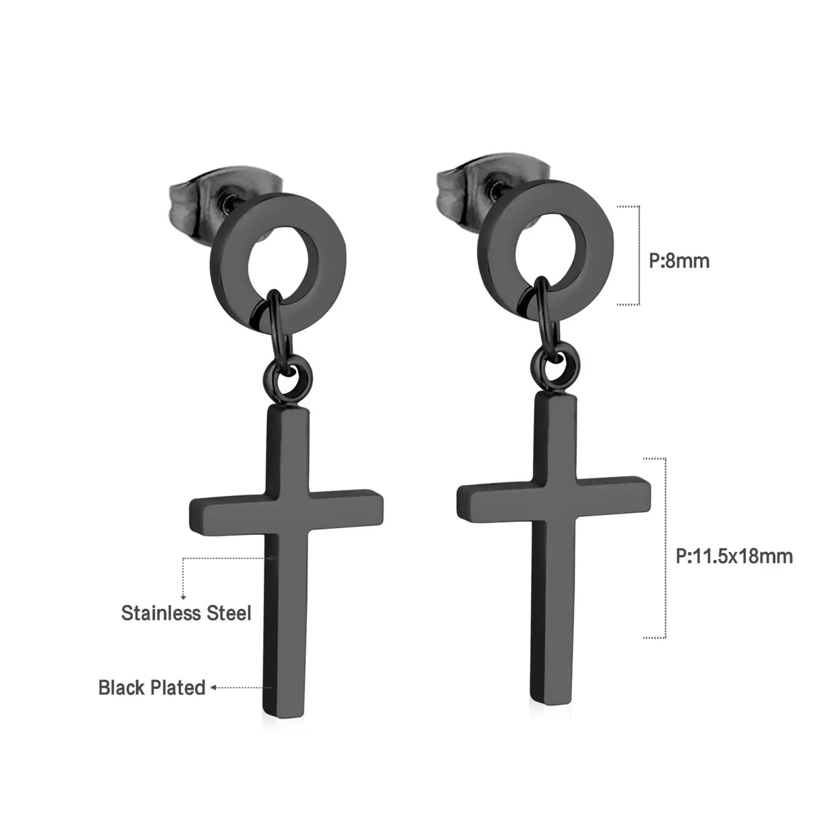 LUXUSTEEL Stainless Steel Cross Hoop Earrings | Colorful Fashion Jewelry for Women