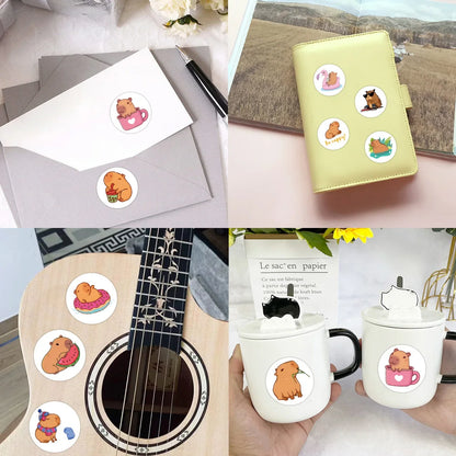 Cute Plump Capybara Cartoon Stickers | 100-500pcs Kawaii Animal Sticker Set for DIY Scrapbooking and Rewards