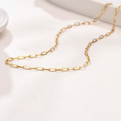 Rose Gold Paperclip Chain Necklace | Stainless Steel Rectangle Link Choker for Women