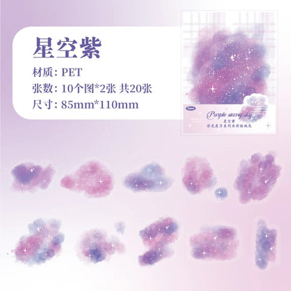 Yoofun 20pcs Watercolor Landscape Stickers | PET Collage for DIY Journal
