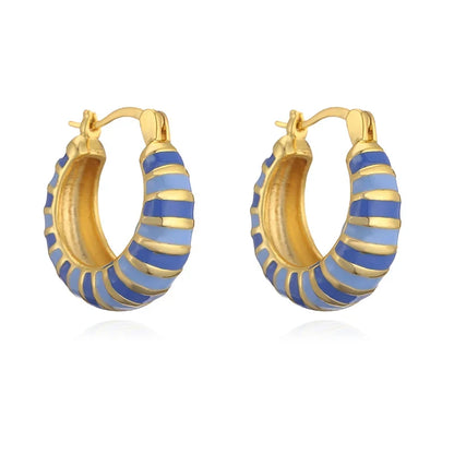 Enamel Drip Earrings with Stripes and Circles | Trendy Hoop Earrings for Women