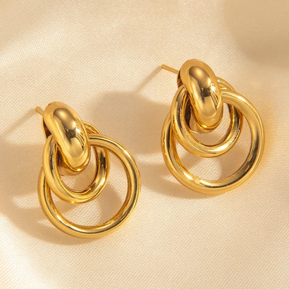 316L Stainless Steel Hoop Earrings for Men Women | Geometric Drop Earrings