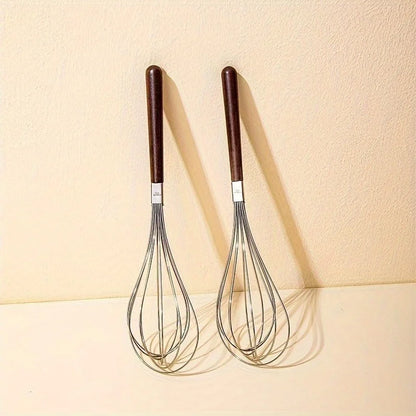 Stainless Steel Egg Beater | Manual Household Wooden Handle Mixer