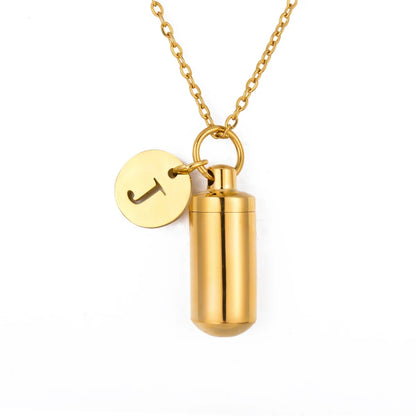 Cremation Jewelry Urn Necklace with Initial Letter Charm | Stainless Steel Memorial Pendant for Ashes